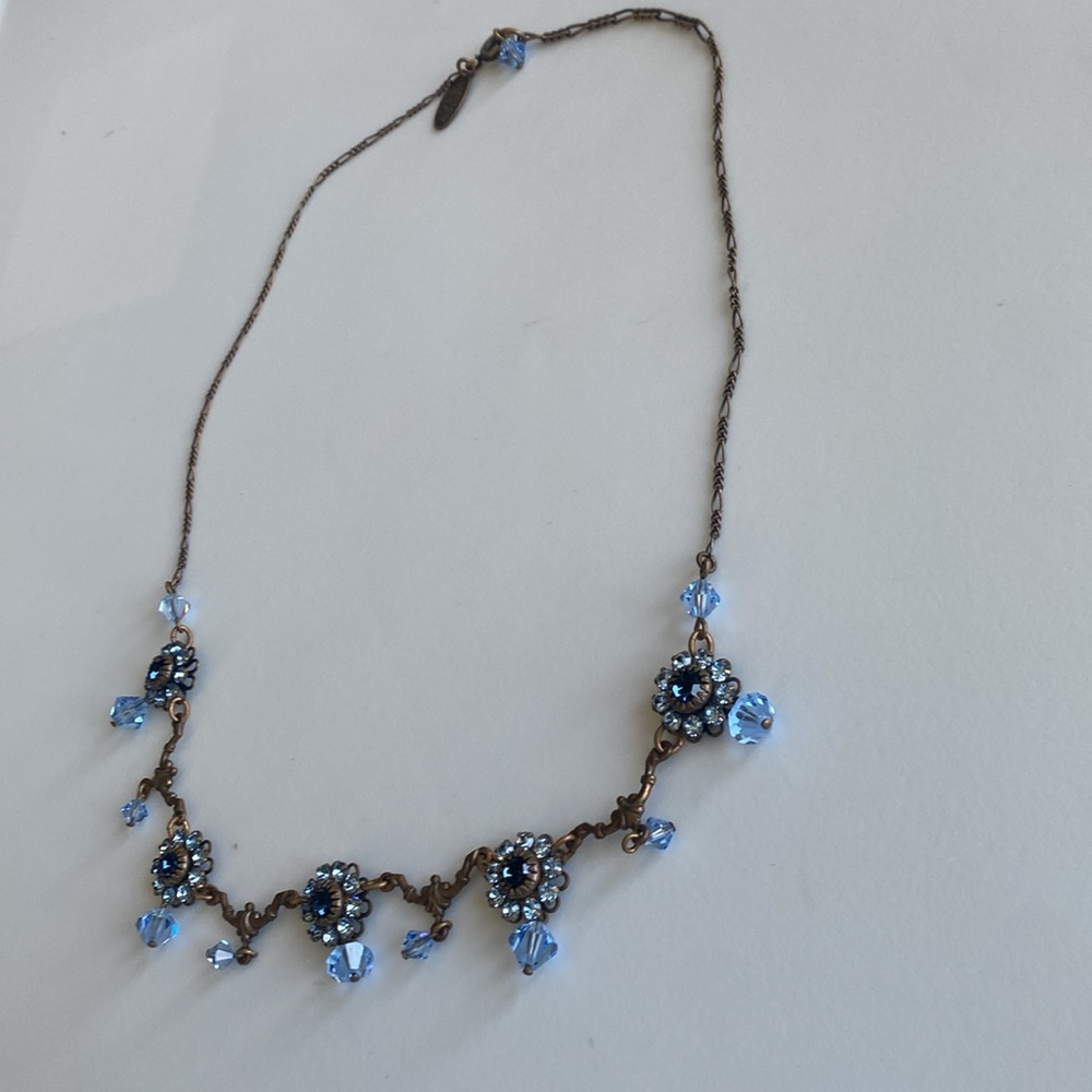 Liz Palacios Blue Crystal Floral Necklace - Picture 4 of 9